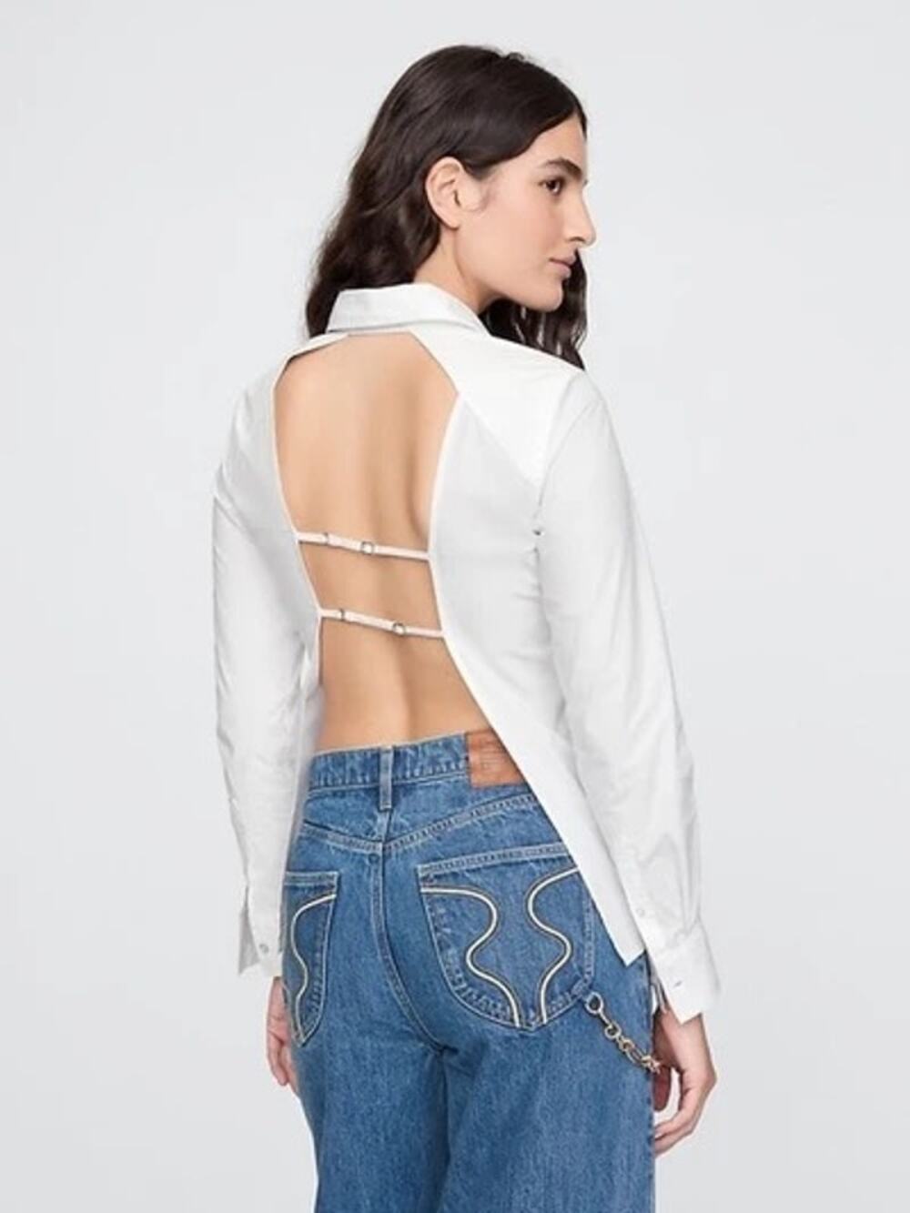 GAP X CULT GAIA Backless Button Down Shirt - White - Size Small